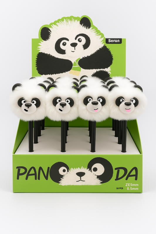 Ручка с помпоном &quot;The Amazing panda&quot; mix, шоу-бокс 16 шт. 
