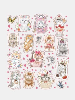 Наклейки декоративные бумажные А5 &quot;Котики на розовом&quot; (15x25см)