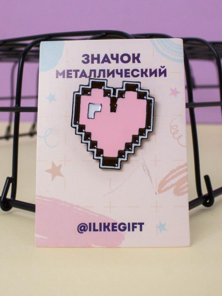 Значок металлический iLikeGift "Розовое сердце"