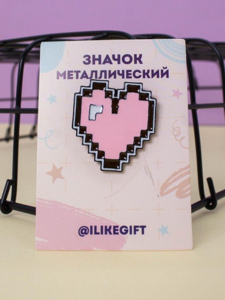 Значок металлический iLikeGift "Розовое сердце"