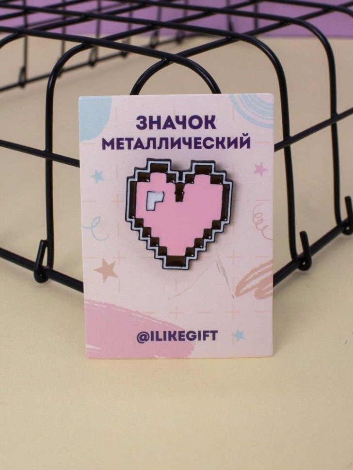 Значок металлический iLikeGift "Розовое сердце"