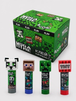 Клей-карандаш с топпером ПВП "Моя игра" 9 г, ш/б 12 шт микс