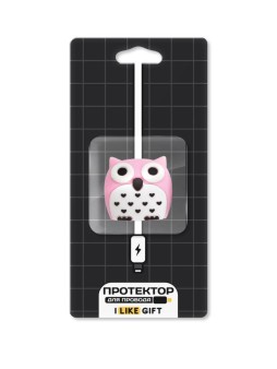 Защитная насадка для провода iLikeGift "Surprised owl", pink