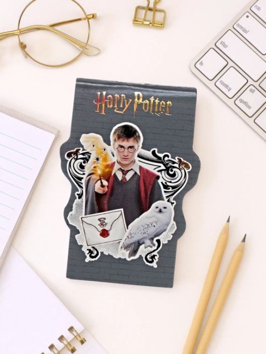 Блокнот фигурный А7 "Гарри Поттер-4", 40л, на скрепке, тиснение золотой фольгой 