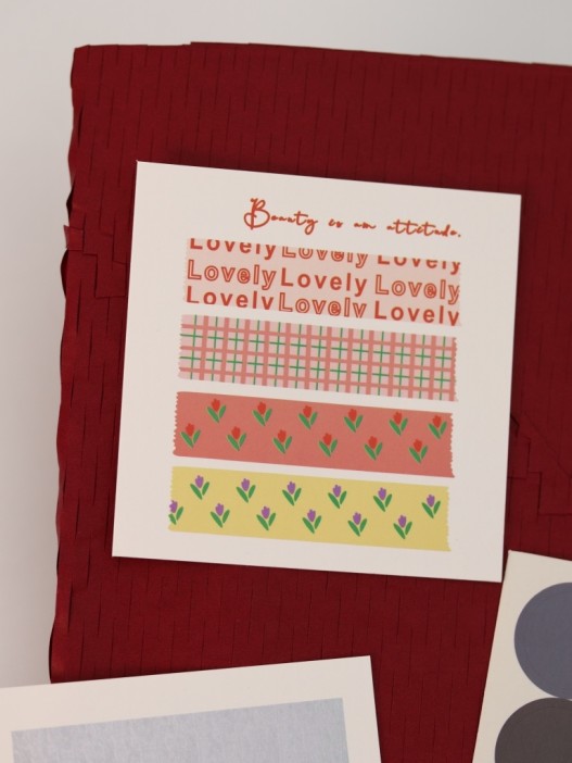 Упаковочный набор для подарков (2 листа+лента+открытка+5 наклеек) &quot;Ruby delight&quot;, 40x50см 