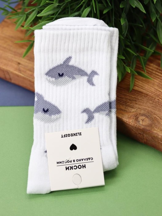 Носки женские "Shark", р. 35-40, белый 