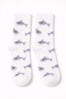Носки женские "Акулы", р. 35-40, белые