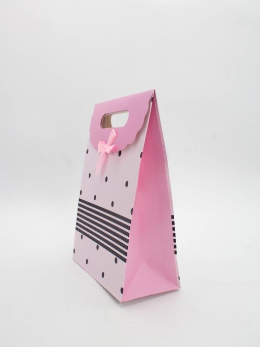 Пакет подарочный (M) &quot;Many dots&quot;, pink (19x 9 x 27) 