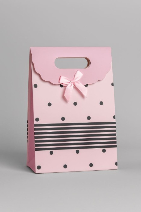 Пакет подарочный (M) &quot;Many dots&quot;, pink (19x 9 x 27) 