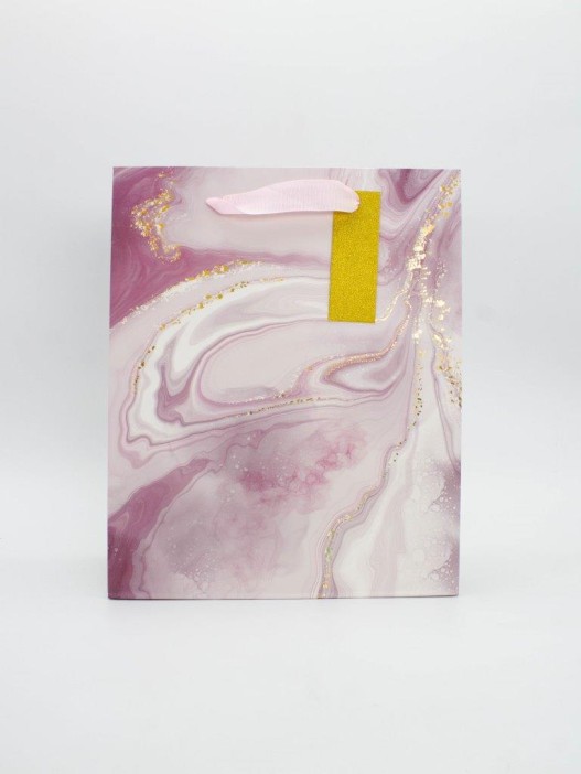 Пакет подарочный «Marble streaks», pink (26*32*12.5) 