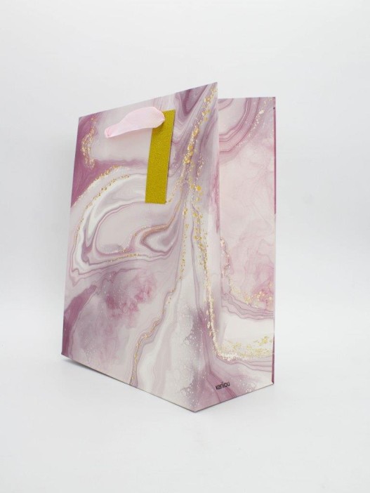 Пакет подарочный «Marble streaks», pink (26*32*12.5) 