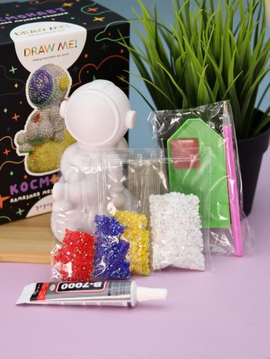 Алмазная мозаика на копилке Draw Me! «Space», (7*7*13 см) 