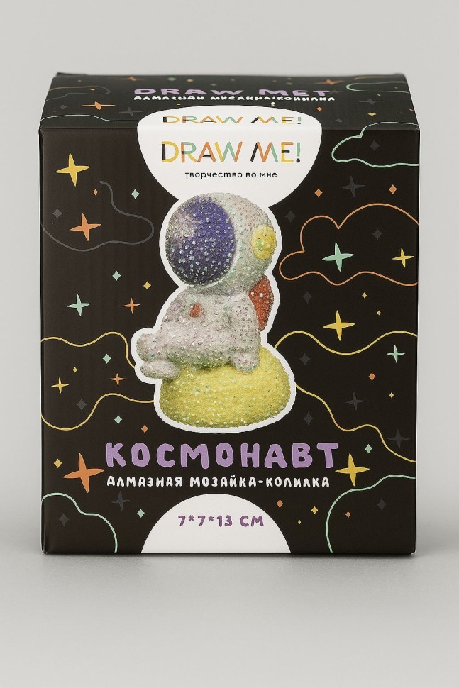 Алмазная мозаика на копилке Draw Me! "Космос", (7*7*13 см)