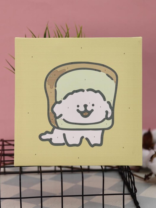 Картина по номерам на подрамнике Draw Me! «Dog and bread», (20*20 см) 