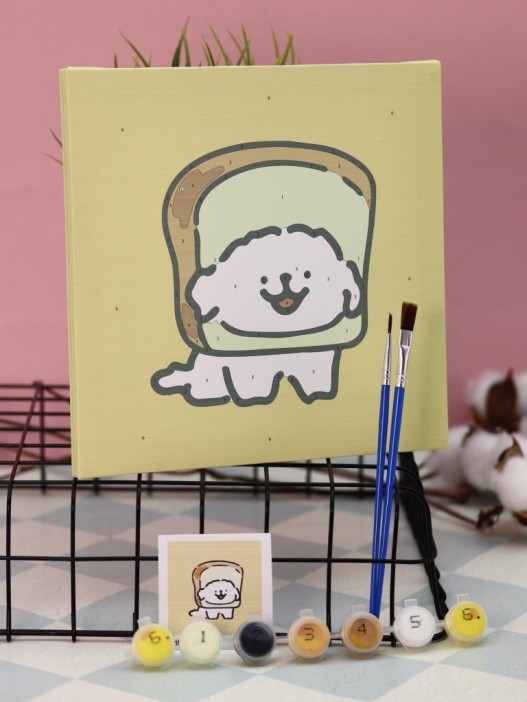 Картина по номерам на подрамнике Draw Me! «Dog and bread», (20*20 см) 