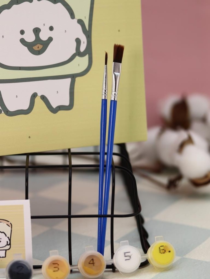 Картина по номерам на подрамнике Draw Me! "Собака и хлеб", (20*20 см)