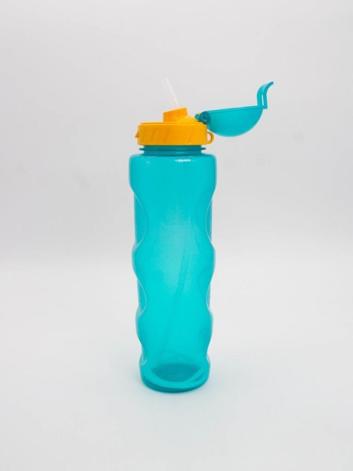 Бутылка "Life" с трубочкой, blue (700 ml)