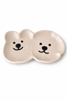 Набор керамических соусников 10шт. "Милый щенок и медвежонок", бежевый (8х14х2 см)