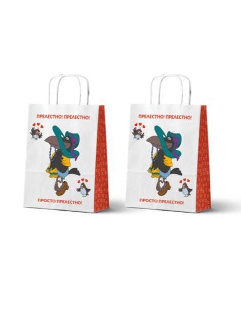 Пакет подарочный «Попугай Кеша. Прелестно», белый (24*14*30) 