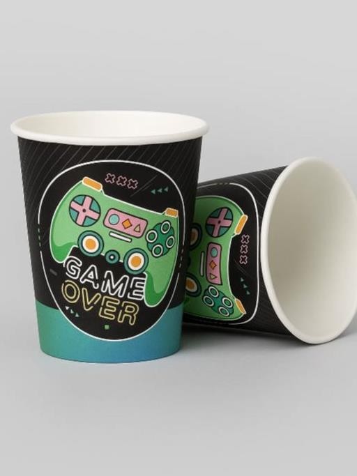 Набор бумажных стаканов 6 шт. "Игра окончена", (8,5 см)