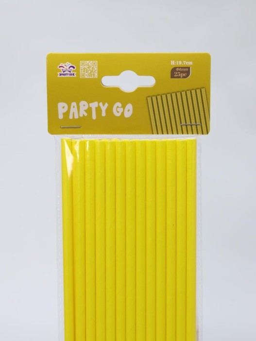 Трубочки одноразовые для напитков 25 шт. &quot;Party go&quot;, yellow (197 мм) 