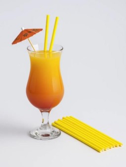 Трубочки одноразовые для напитков 25 шт. "Party go", yellow (197 мм)