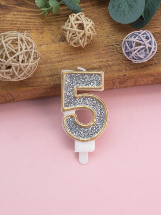 Свеча для торта &quot;Sparkle digit&quot; цифра 5, (7 см) 