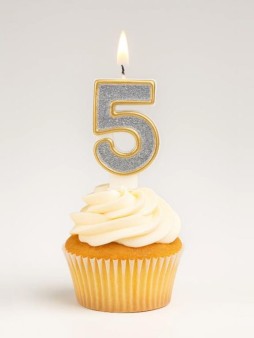 Свеча для торта "Sparkle digit" цифра 5, (7 см)