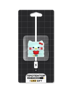 Защитная насадка для провода iLikeGift "Square kitty", white