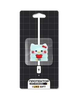 Защитная насадка для провода iLikeGift "Square kitty", white