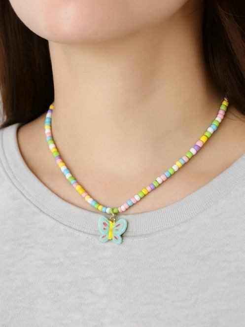 Ожерелье GIRLY "Бабочка", зелёное
