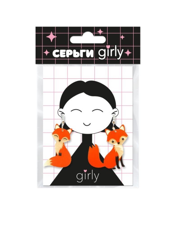 Серьги GIRLY "Умные лисички", оранжевые