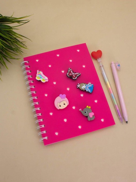 Блокнот (А5) в силиконовой обложке с джиббитсами &quot;Fantasy&quot;, pink (20.8*14.7) 