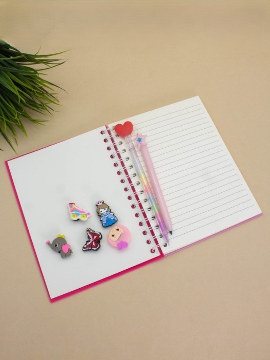 Блокнот (А5) в силиконовой обложке с джиббитсами &quot;Fantasy&quot;, pink (20.8*14.7) 