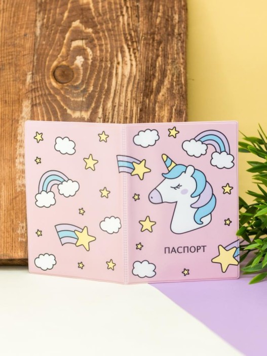 ОБЛОЖКА ДЛЯ ПАСПОРТА &quot;Unicorn head&quot;, плотность 600 мкм 