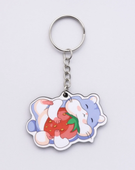 Брелок ECO из дерева "Хомячок и клубника"