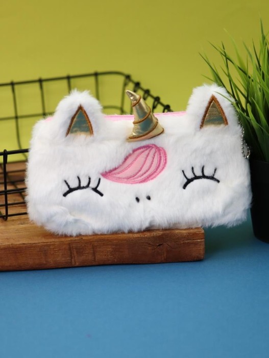 Пенал плюшевый &quot;Unicorn golden horn&quot;, white (20*10 см) 