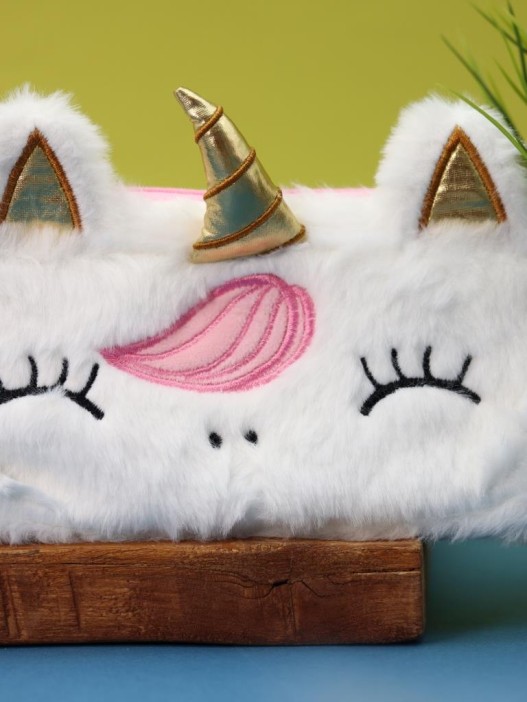 Пенал плюшевый &quot;Unicorn golden horn&quot;, white (20*10 см) 