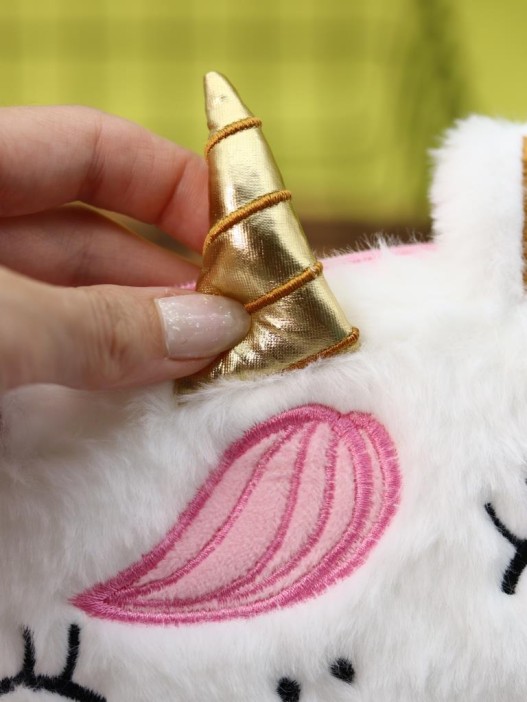 Пенал плюшевый &quot;Unicorn golden horn&quot;, white (20*10 см) 