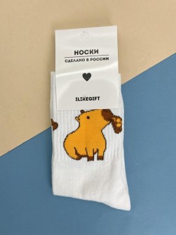Носки «Capybara pizza», белый, мужские/женские р. 35-40
