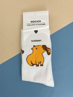 Носки «Capybara pizza», белый, мужские/женские р. 35-40