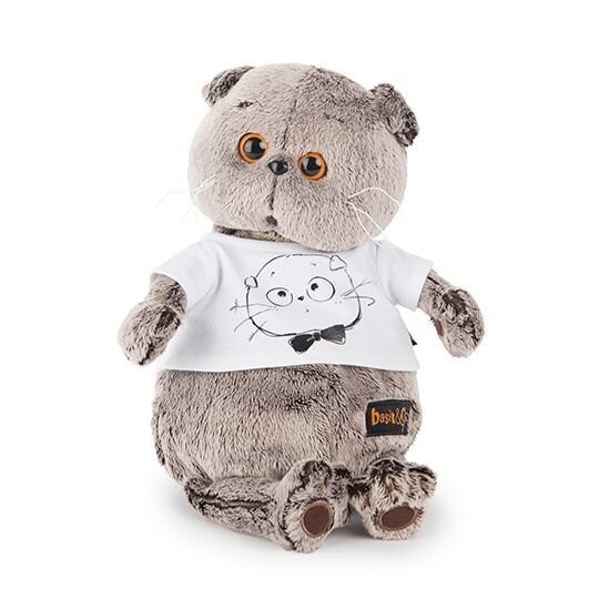 Мягкая игрушка "Басик в футболке с принтом "Мордочка Басика" (19см) 