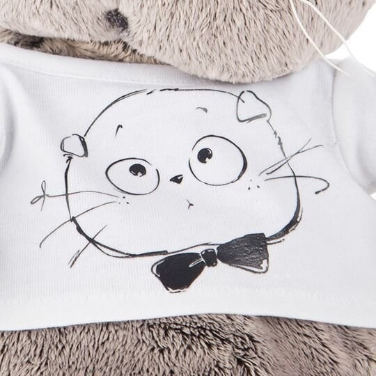 Мягкая игрушка "Басик в футболке с принтом "Мордочка Басика" (19см) 