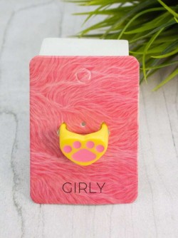 Кольцо акриловое GIRLY "Лапка в сердце", желтое (d=1,7 см)