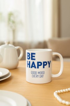 Кружка "Будь счастлив", белая (400мл)