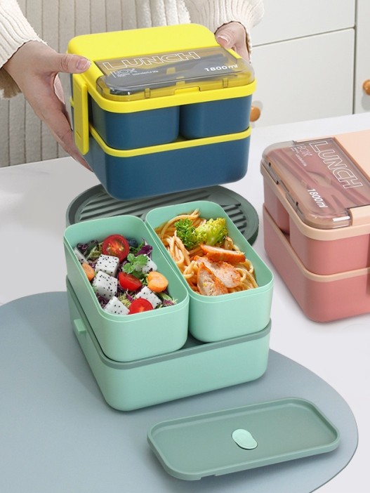 Ланчбокс &quot;Sistem lunch&quot;, зелёный, 2 яруса, 3 отделения (1800 мл) 