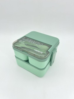 Ланчбокс "Sistem lunch", зелёный, 2 яруса, 3 отделения (1800 мл)