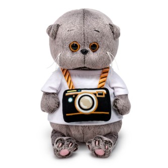 Мягкая игрушка "Кот Басик БЕБИ с фотоаппаратом" (20 см)