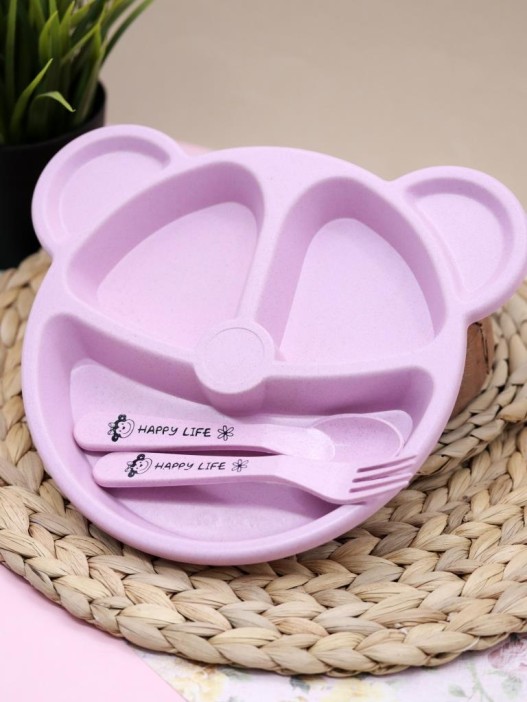 Тарелка &quot;Bear&quot;, pink (ложка+вилка) 