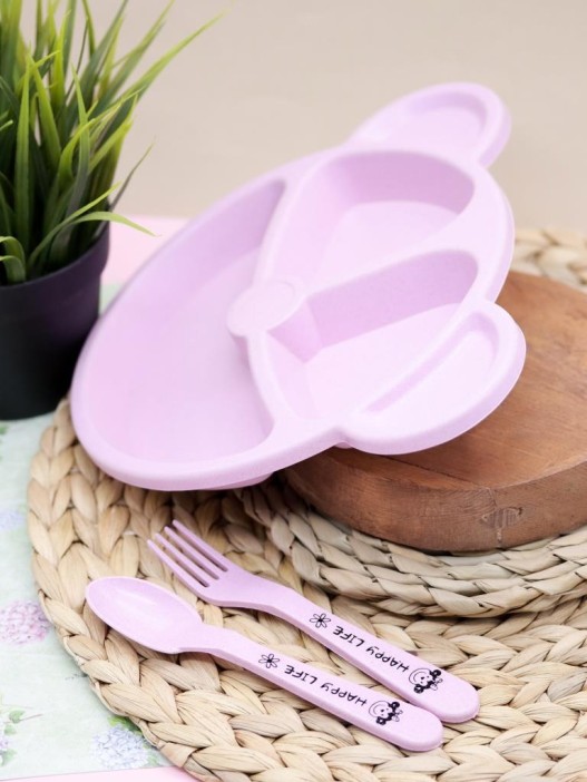 Тарелка &quot;Bear&quot;, pink (ложка+вилка) 